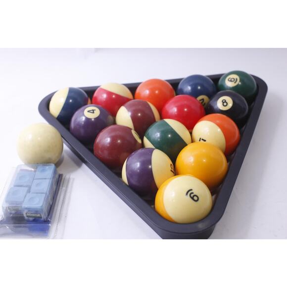 Pool Balls Set with Triangle Ball Rack, Mizerak Cue Chalks, Standard, Recreation - Picture 2 of 2